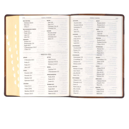 Two-tone Brown Faux Leather Giant Print Full-size King James Version Bible with Thumb Index - The Christian Gift Company