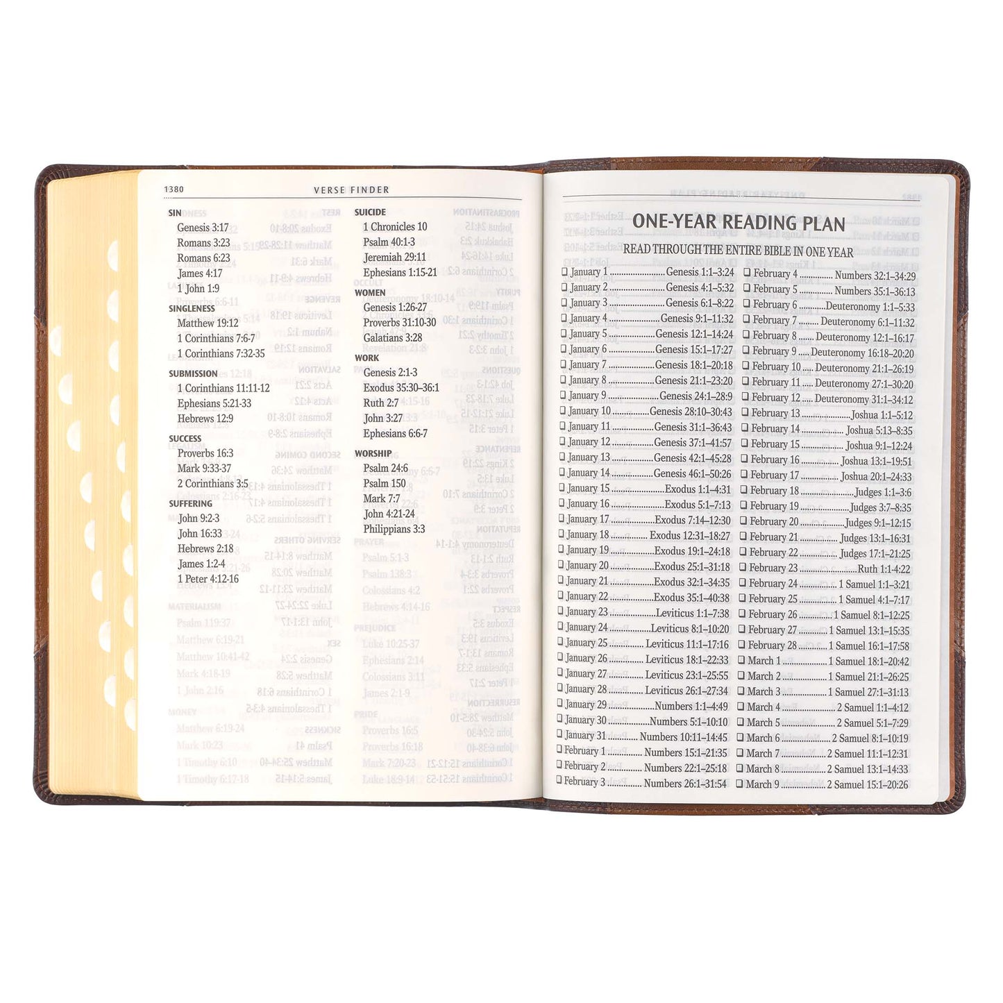 Two-tone Brown Faux Leather Giant Print Full-size King James Version Bible with Thumb Index - The Christian Gift Company