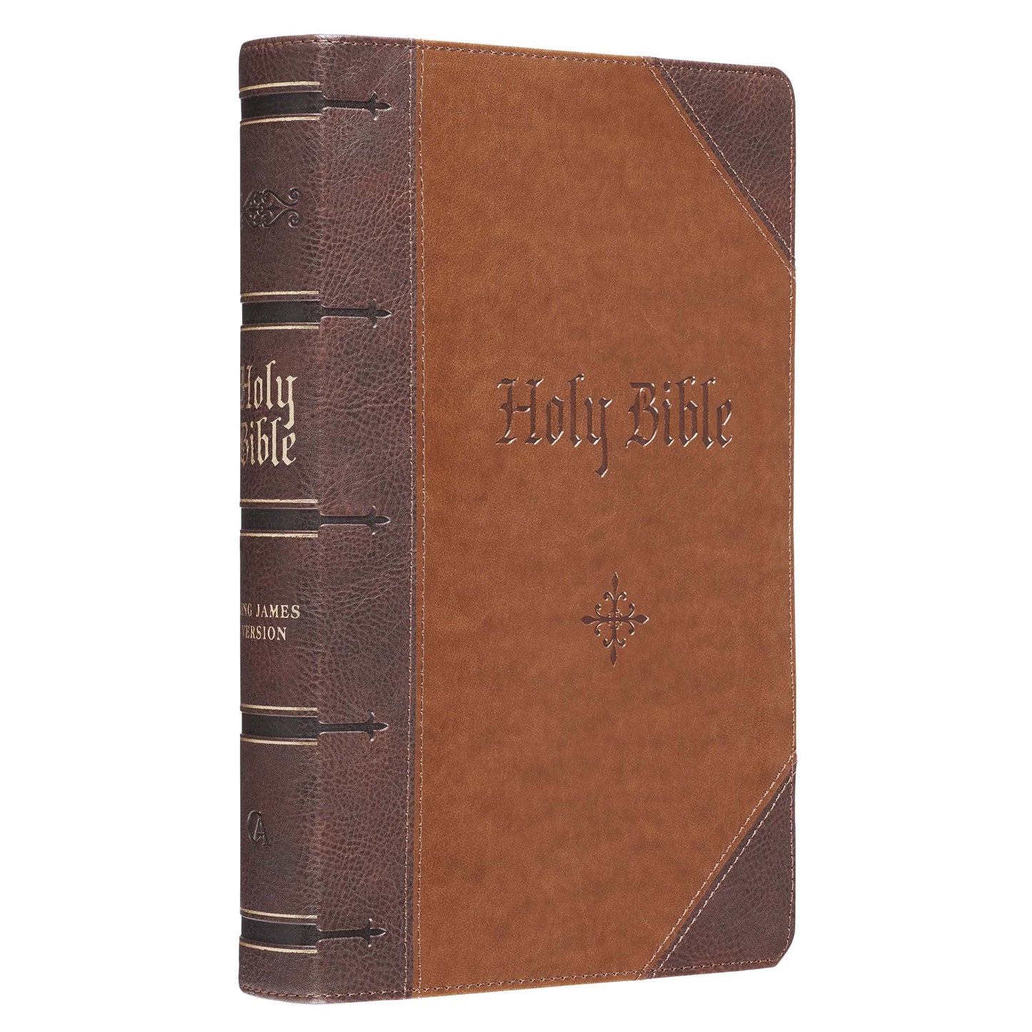 Two-tone Brown Faux Leather Giant Print Full-size King James Version Bible with Thumb Index - The Christian Gift Company