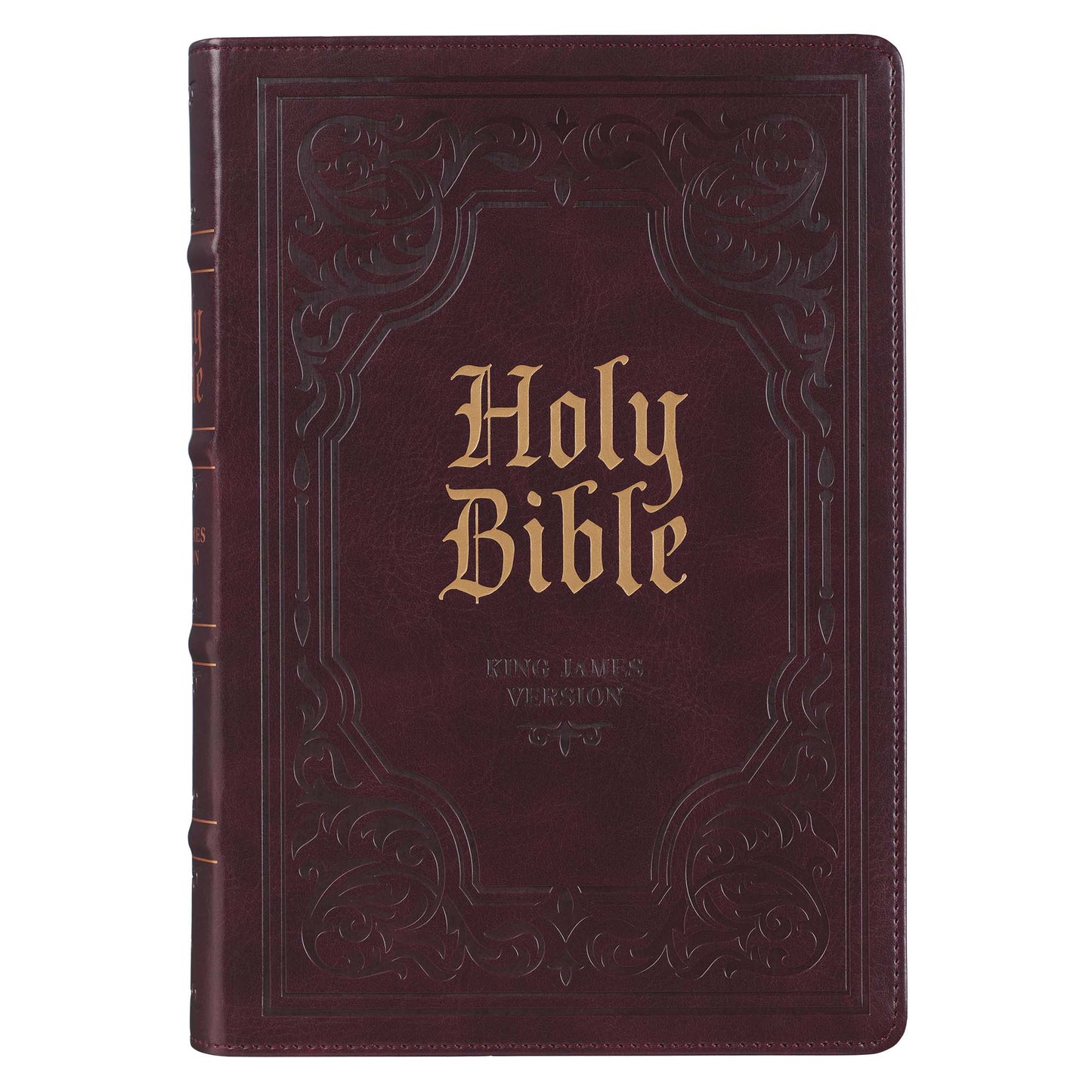 Antiqued Dark Brown Faux Leather Giant Print Full-size King James Version Bible with Thumb Index - The Christian Gift Company