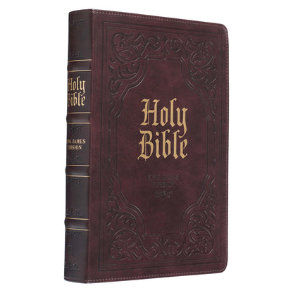 Antiqued Dark Brown Faux Leather Giant Print Full-size King James Version Bible with Thumb Index - The Christian Gift Company