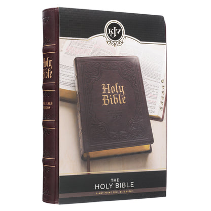 Antiqued Dark Brown Faux Leather Giant Print Full-size King James Version Bible with Thumb Index - The Christian Gift Company