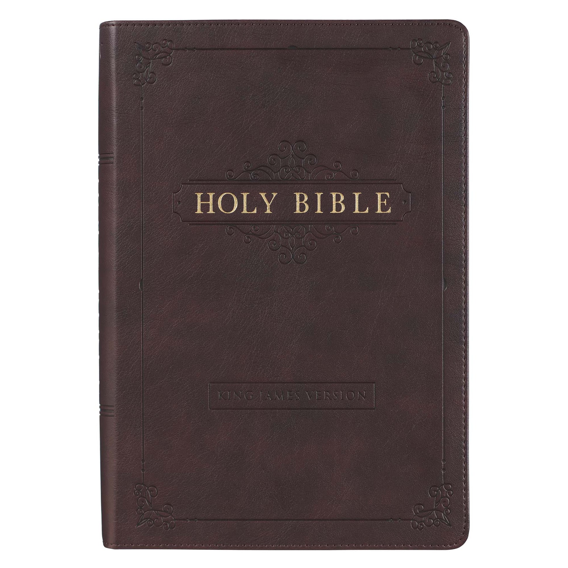 Espresso Brown Faux Leather Giant Print Full-size King James Version Bible with Thumb Index - The Christian Gift Company