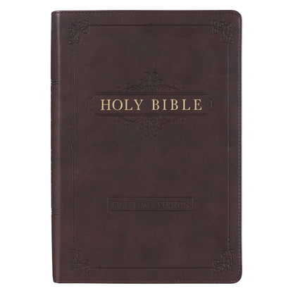 Espresso Brown Faux Leather Giant Print Full-size King James Version Bible with Thumb Index - The Christian Gift Company