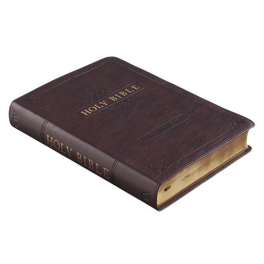 Espresso Brown Faux Leather Giant Print Full-size King James Version Bible with Thumb Index - The Christian Gift Company
