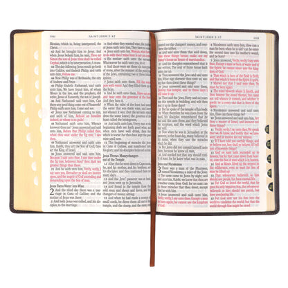 Espresso Brown Faux Leather Giant Print Full-size King James Version Bible with Thumb Index - The Christian Gift Company