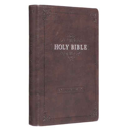 Espresso Brown Faux Leather Giant Print Full-size King James Version Bible with Thumb Index - The Christian Gift Company