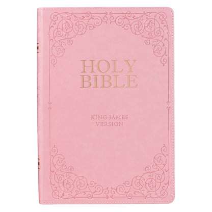 Pink Faux Leather Giant Print Full-size King James Version Bible with Thumb-index - The Christian Gift Company