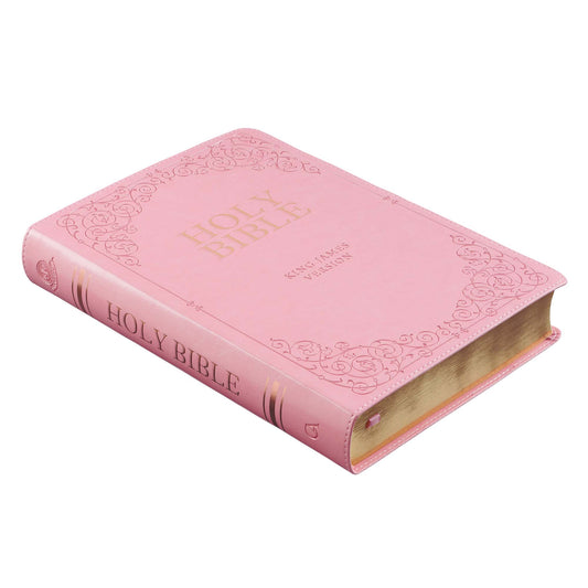 Pink Faux Leather Giant Print Full-size King James Version Bible with Thumb-index - The Christian Gift Company