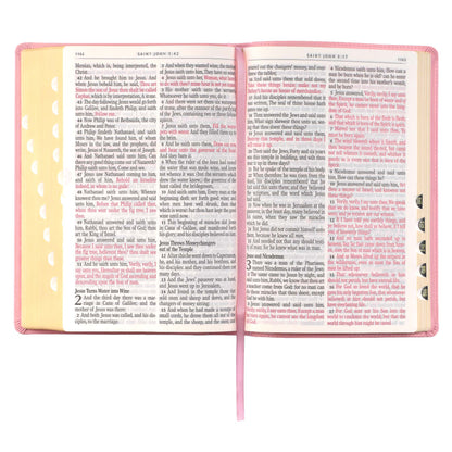 Pink Faux Leather Giant Print Full-size King James Version Bible with Thumb-index - The Christian Gift Company