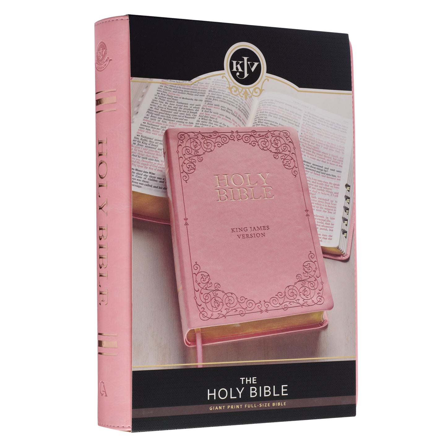 Pink Faux Leather Giant Print Full-size King James Version Bible with Thumb-index - The Christian Gift Company