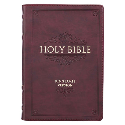 Burgundy Faux Leather Large Print Thinline King James Version Bible with Thumb Index - The Christian Gift Company