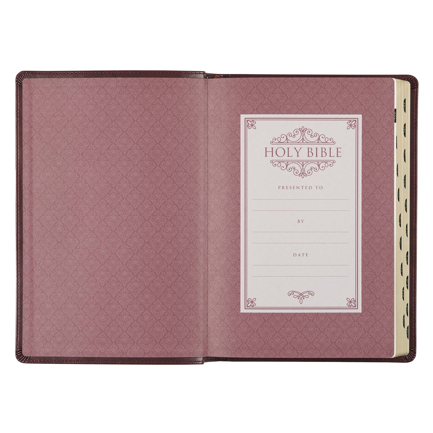 Burgundy Faux Leather Large Print Thinline King James Version Bible with Thumb Index - The Christian Gift Company