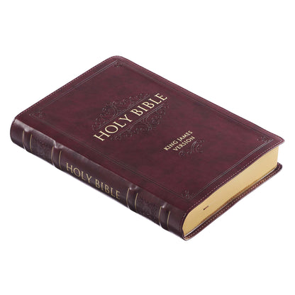 Burgundy Faux Leather Large Print Thinline King James Version Bible with Thumb Index - The Christian Gift Company