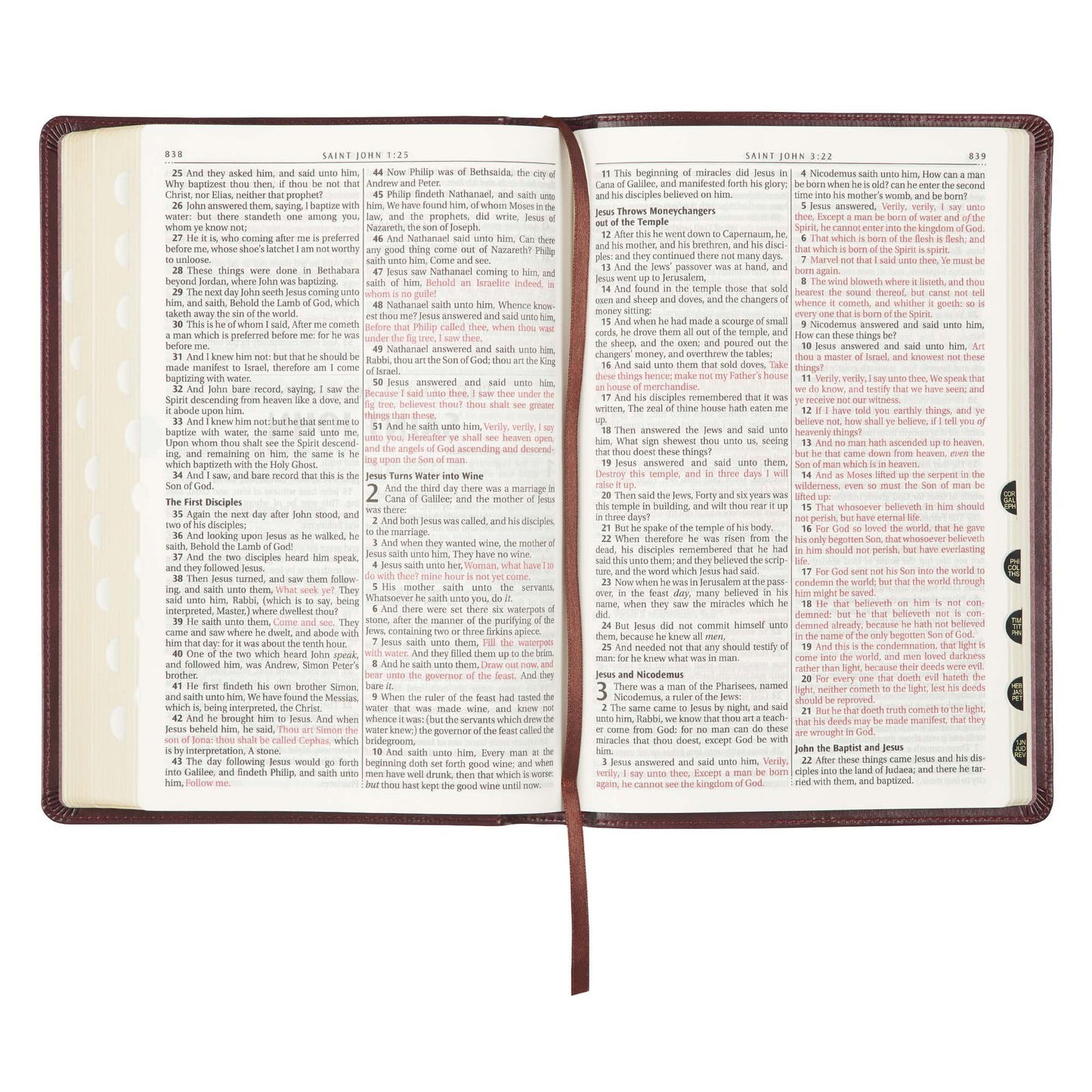 Burgundy Faux Leather Large Print Thinline King James Version Bible with Thumb Index - The Christian Gift Company