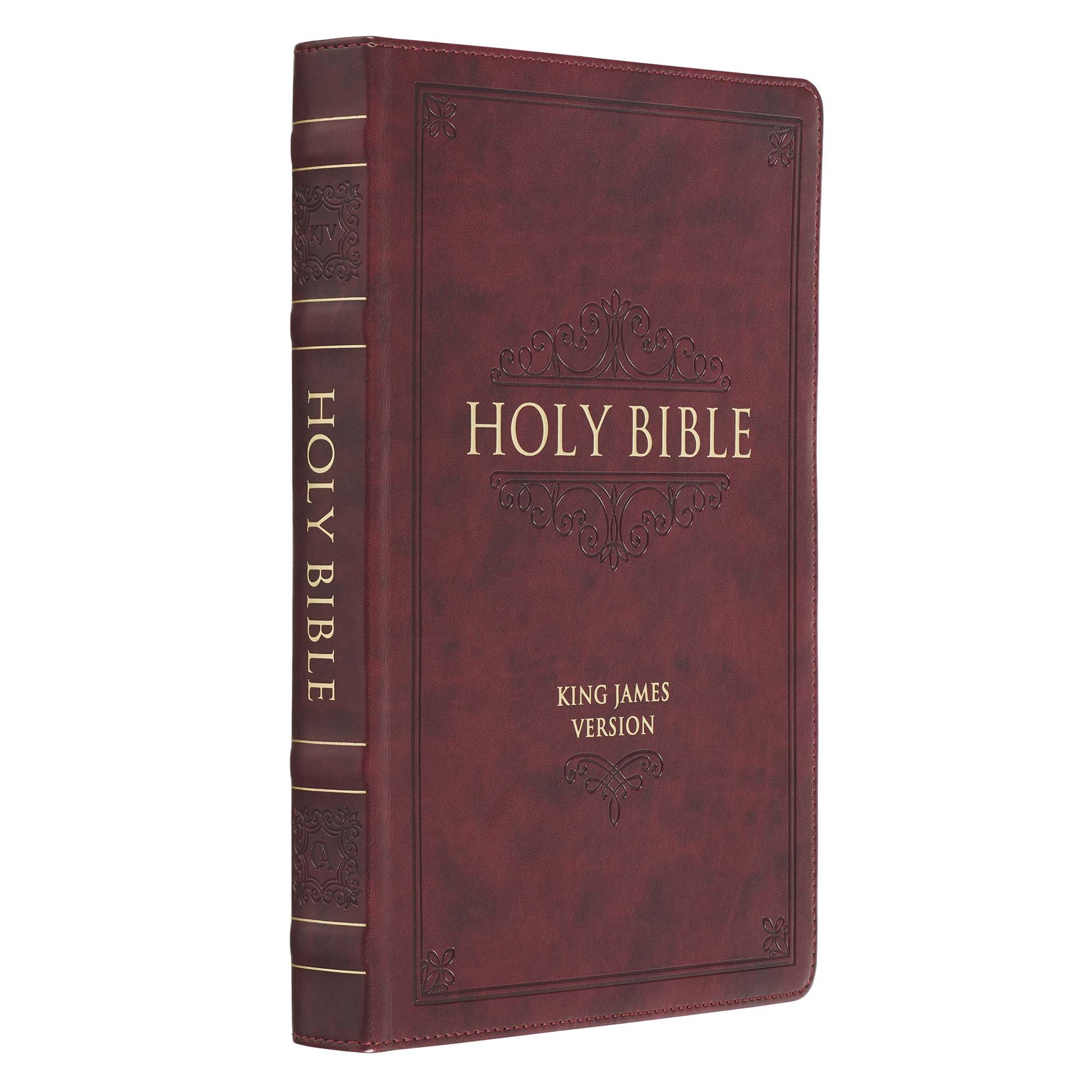 Burgundy Faux Leather Large Print Thinline King James Version Bible with Thumb Index - The Christian Gift Company