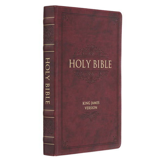 Burgundy Faux Leather Large Print Thinline King James Version Bible with Thumb Index - The Christian Gift Company