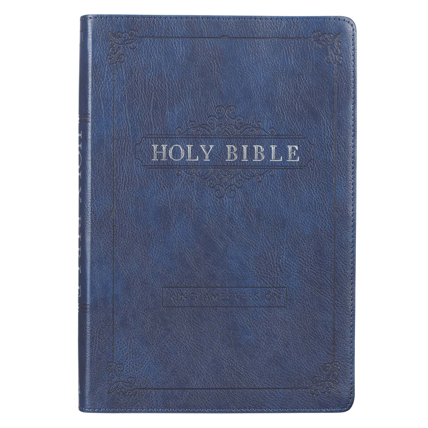 Blue Faux Leather Large Print Thinline King James Version Bible with Thumb Index - The Christian Gift Company