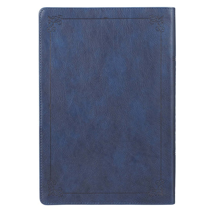 Blue Faux Leather Large Print Thinline King James Version Bible with Thumb Index - The Christian Gift Company