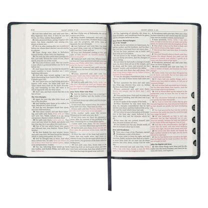 Blue Faux Leather Large Print Thinline King James Version Bible with Thumb Index - The Christian Gift Company