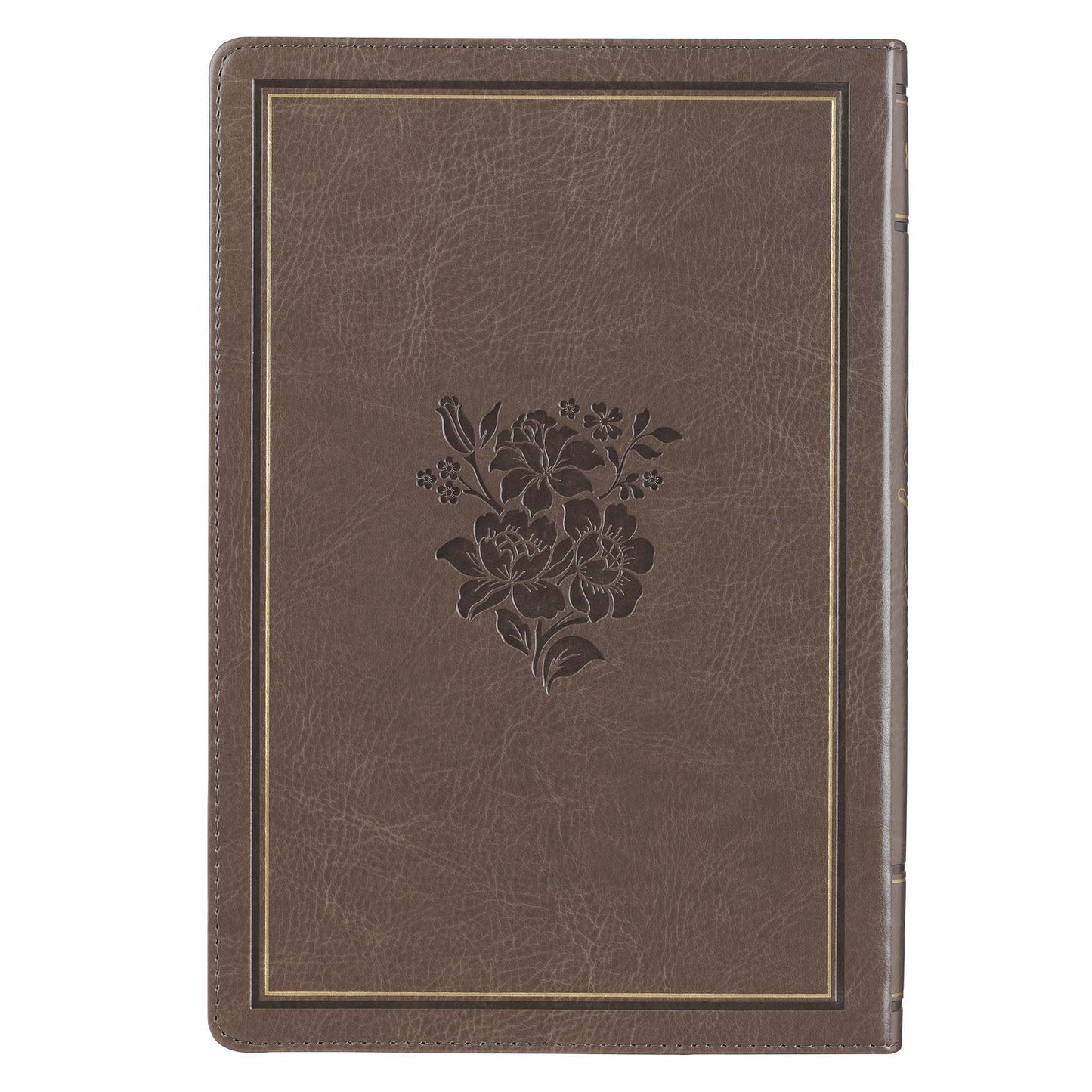 Dark Taupe Floral Faux Leather Large Print Thinline King James Version Bible with Thumb Index - The Christian Gift Company