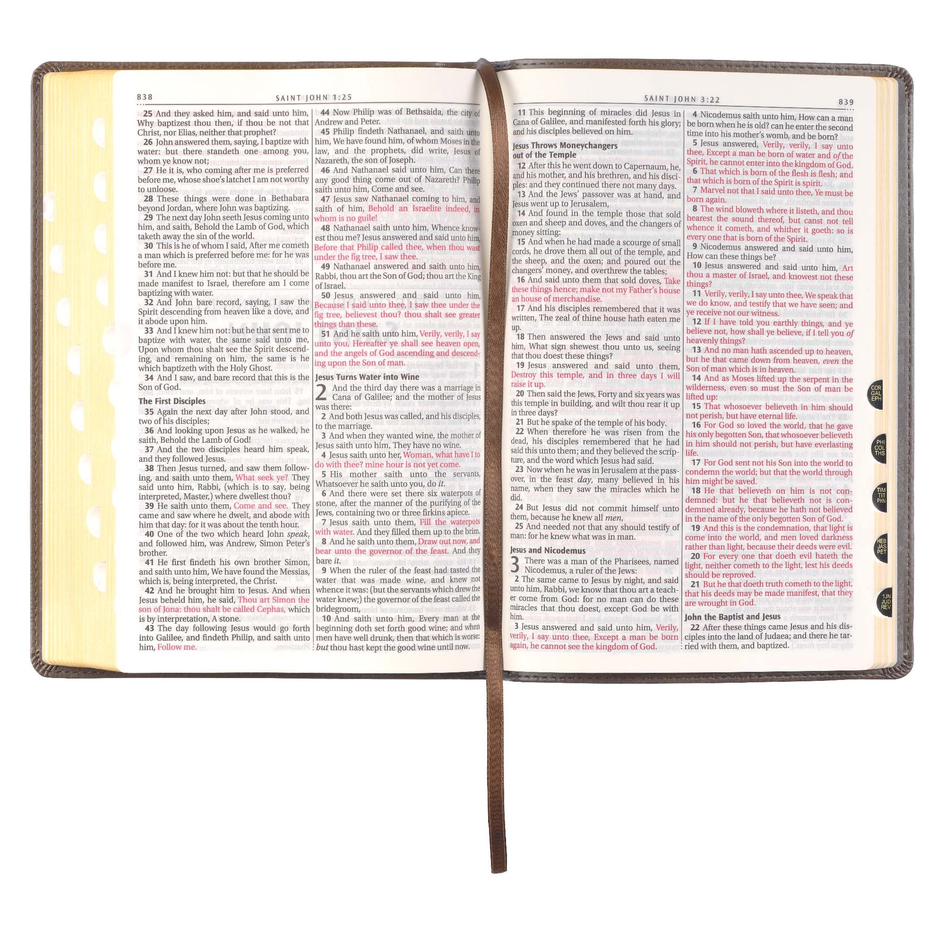 Dark Taupe Floral Faux Leather Large Print Thinline King James Version Bible with Thumb Index - The Christian Gift Company