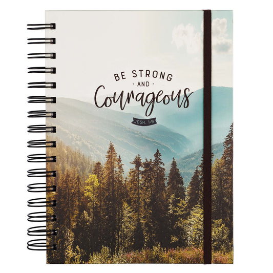 Be Strong and Courageous Large Wirebound Journal with Elastic Closure - Joshua 1:9 - The Christian Gift Company
