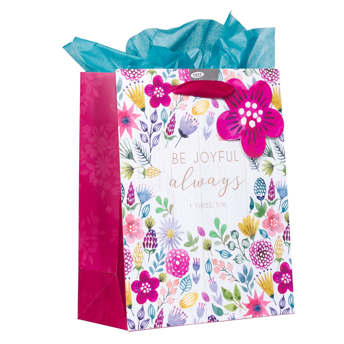 Be Joyful Always Multicoloured Medium Gift Bag with Tissue Paper - 1 Thessalonians 5:16 - The Christian Gift Company