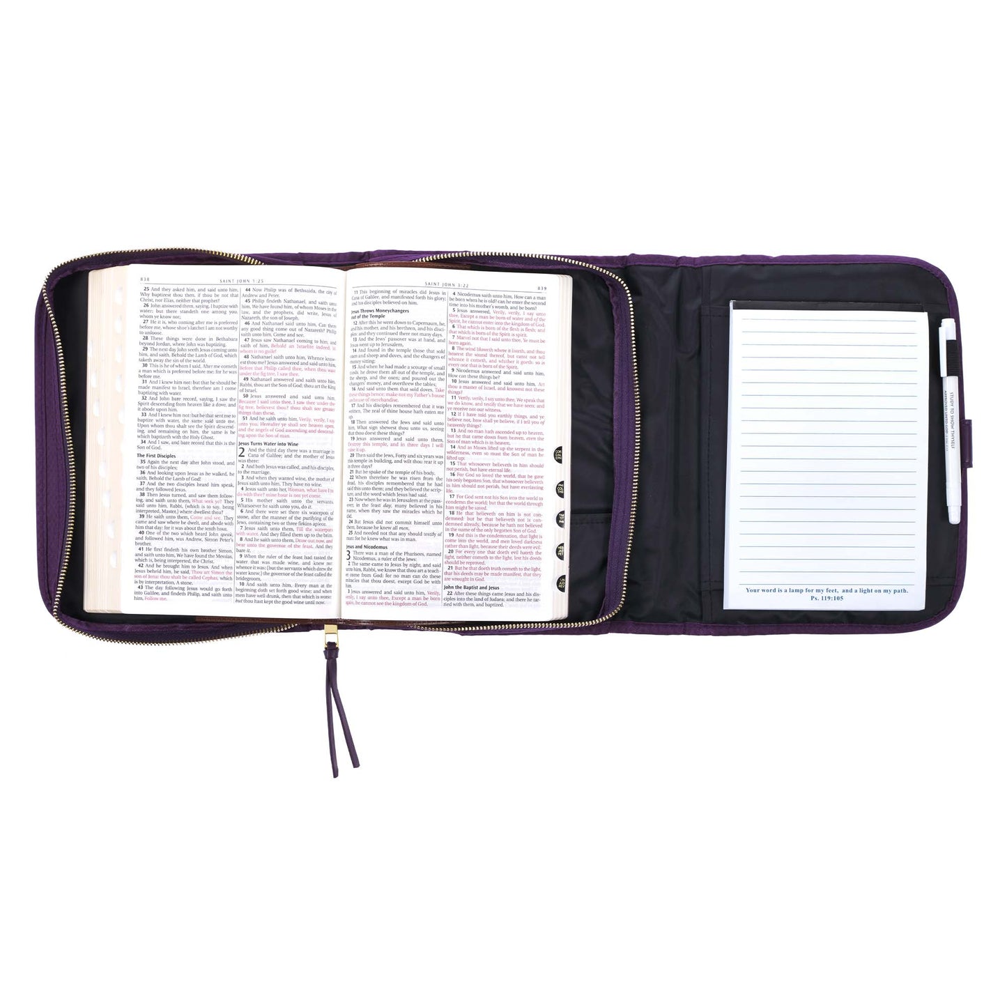 Grace Purple Tri-fold Organiser Bible Cover - The Christian Gift Company