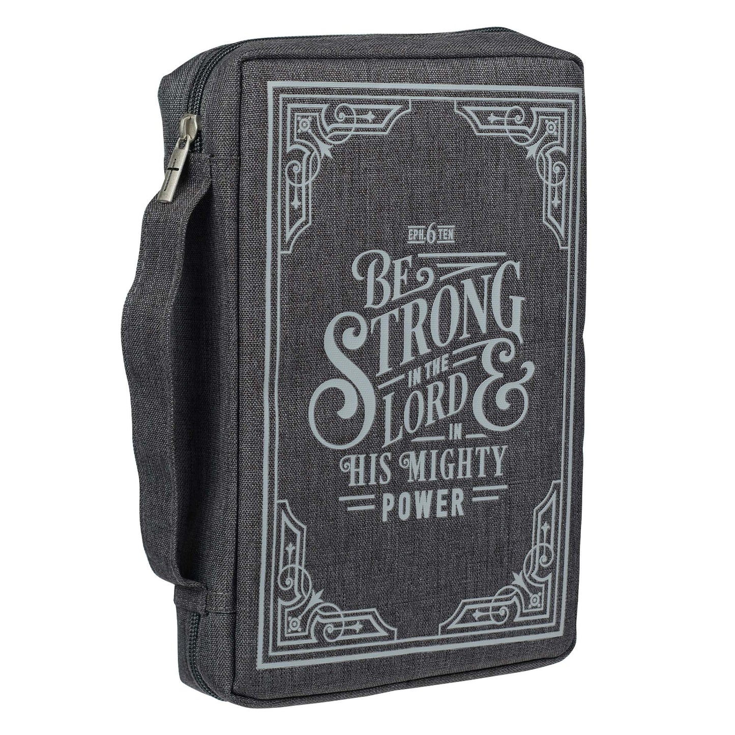 Be Strong in the Lord Grey Value Bible Cover - Ephesians 6:10 - The Christian Gift Company