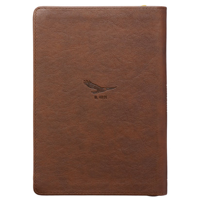 Soar Brown Faux Leather Classic Journal with Zipped Closure - Isaiah 40:31 - The Christian Gift Company