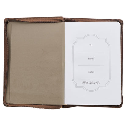 Soar Brown Faux Leather Classic Journal with Zipped Closure - Isaiah 40:31 - The Christian Gift Company