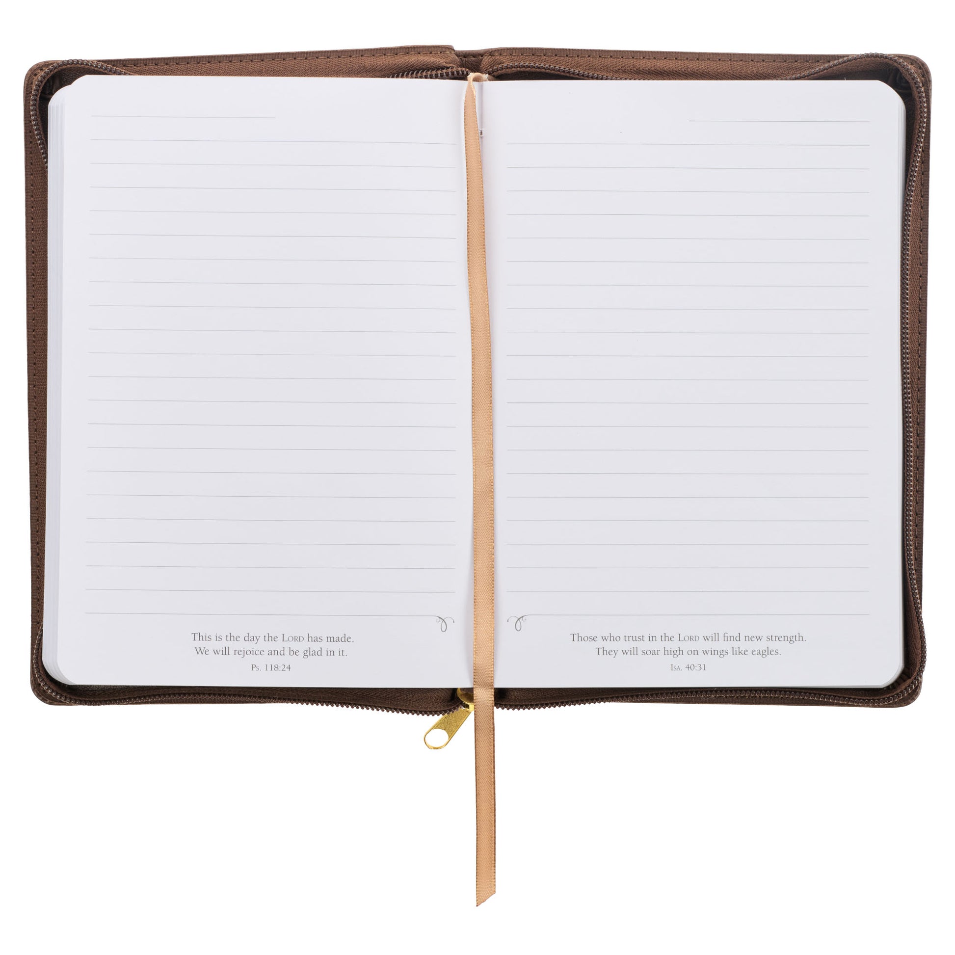 Soar Brown Faux Leather Classic Journal with Zipped Closure - Isaiah 40:31 - The Christian Gift Company