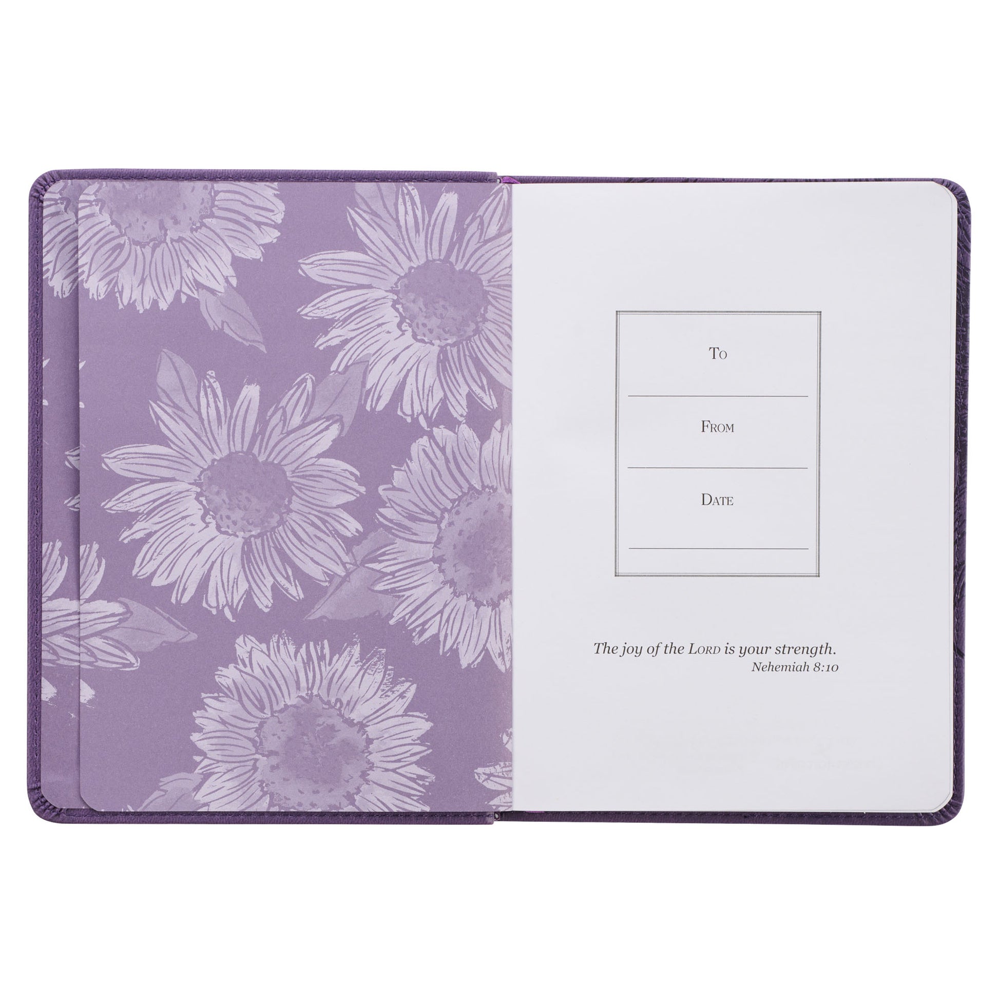 Strength & Dignity Purple Sunflower Faux Leather Handy-Sized Journal - Proverbs 31:25 - The Christian Gift Company