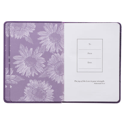 Strength & Dignity Purple Sunflower Faux Leather Handy-Sized Journal - Proverbs 31:25 - The Christian Gift Company