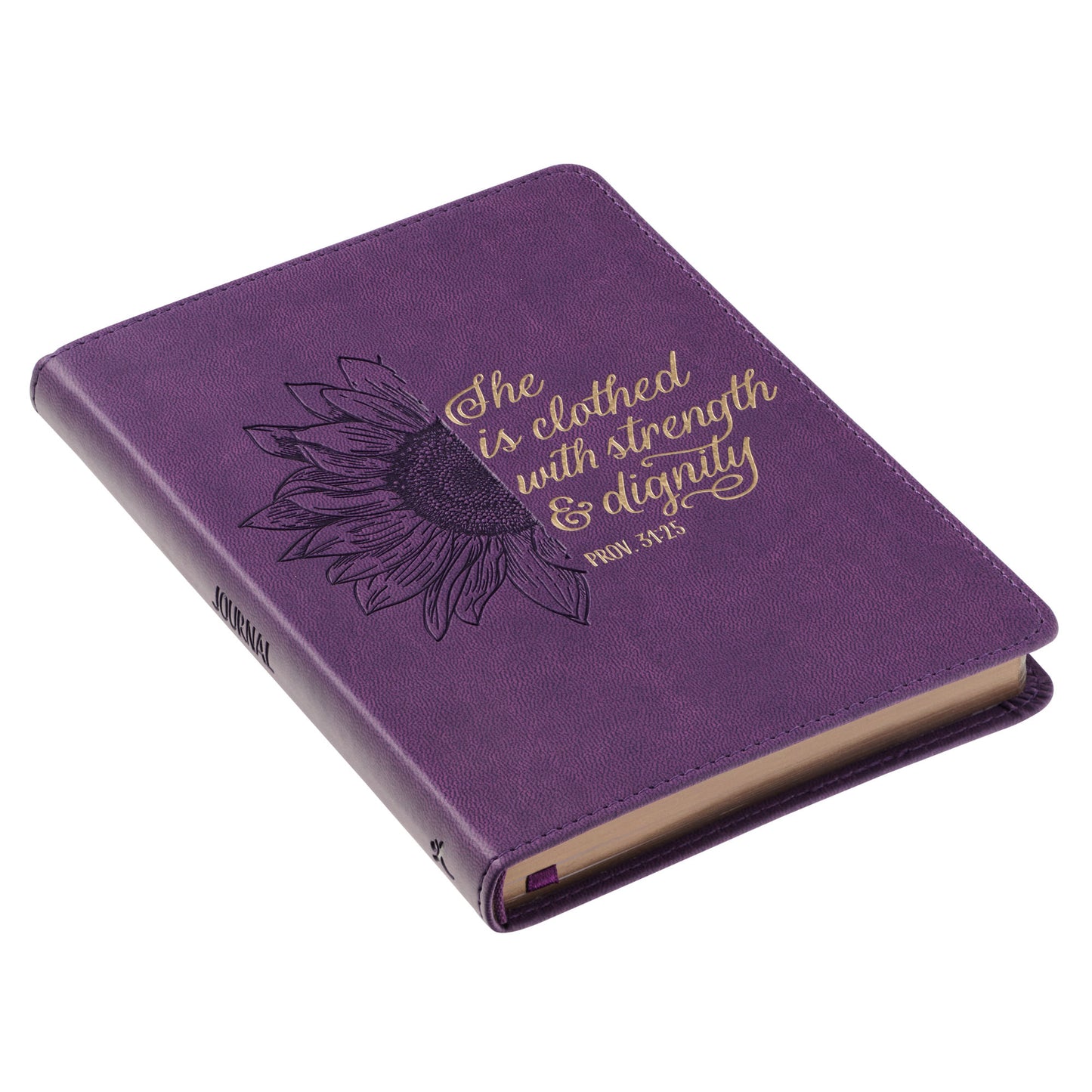 Strength & Dignity Purple Sunflower Faux Leather Handy-Sized Journal - Proverbs 31:25 - The Christian Gift Company