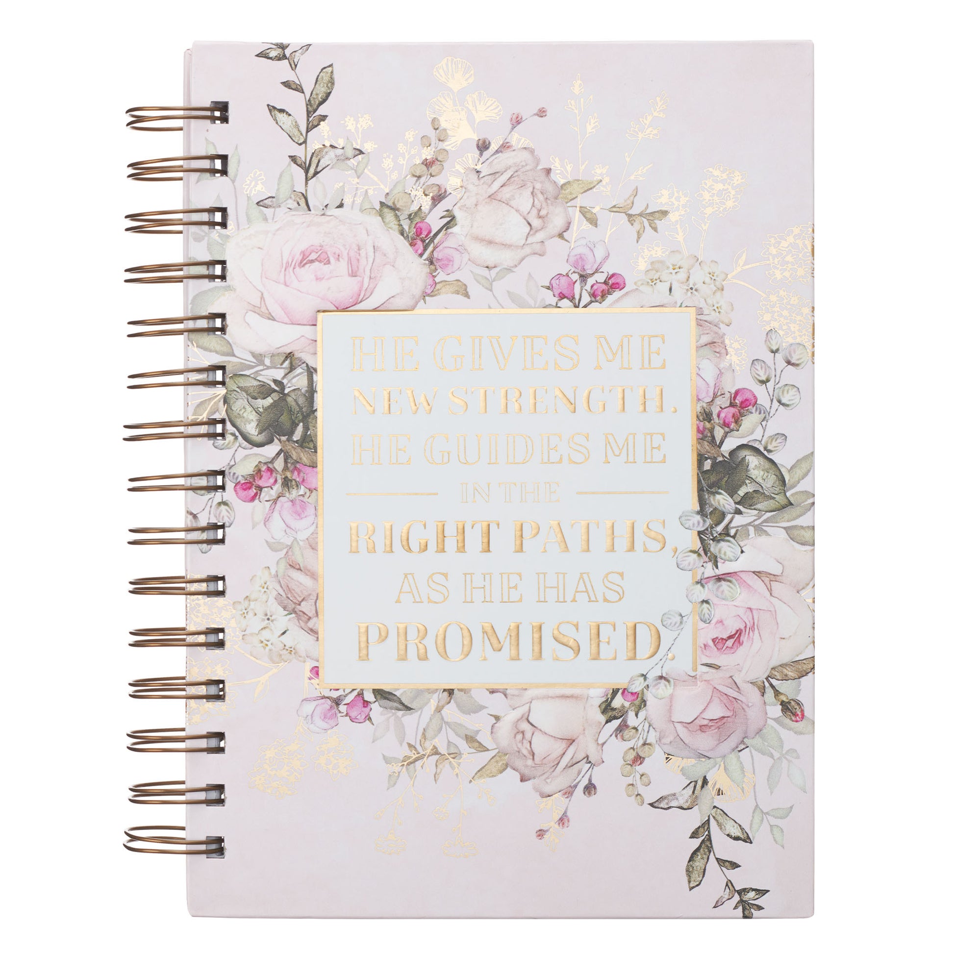 He Gives Me New Strength Large Wirebound Journal - Psalm 23:3 - The Christian Gift Company