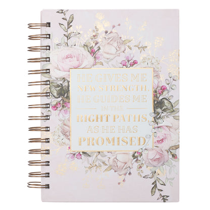 He Gives Me New Strength Large Wirebound Journal - Psalm 23:3 - The Christian Gift Company