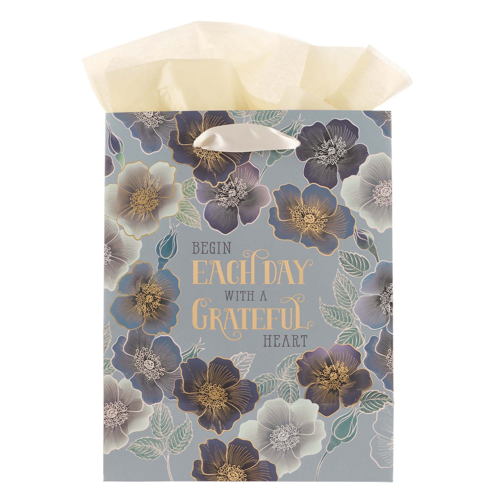 Begin Each Day With A Grateful Heart Medium Gift Bag - The Christian Gift Company