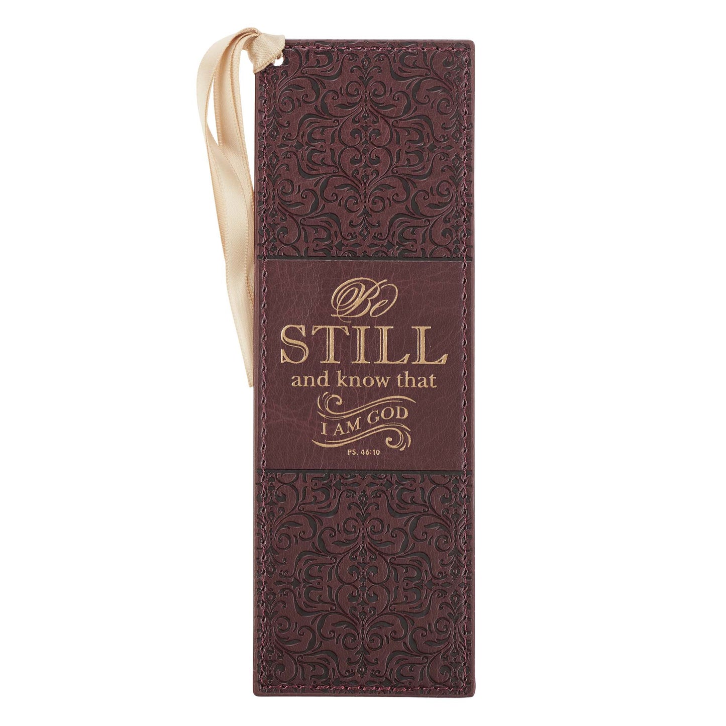 Be Still and Know Brown Faux Leather Bookmark - Psalm 46:10 - The Christian Gift Company