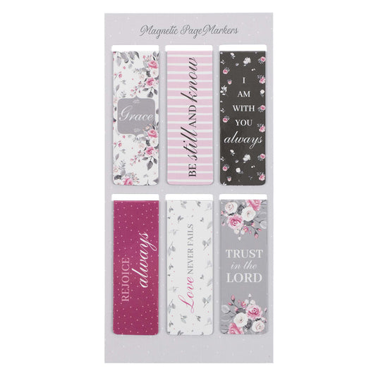 Pink Roses Magnetic Bookmark Set - The Christian Gift Company