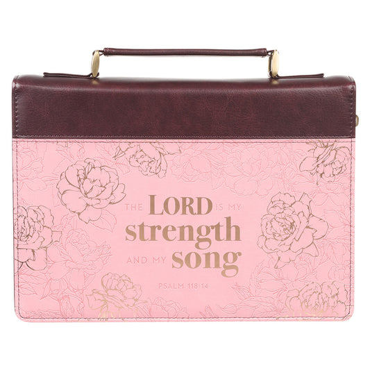 My Strength and My Song Pink Rose Faux Leather Fashion Bible Cover – Psalm 118:14 - The Christian Gift Company
