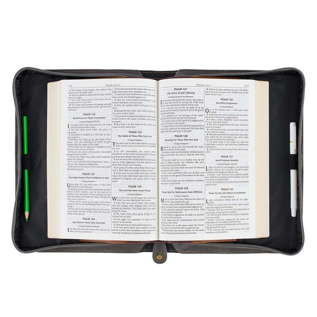 Be Still Majestic Valley Charcoal Faux Leather Classic Bible Cover- Psalm 46:10 - The Christian Gift Company