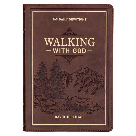 Walking With God Large Print Brown Faux Leather Devotional - The Christian Gift Company