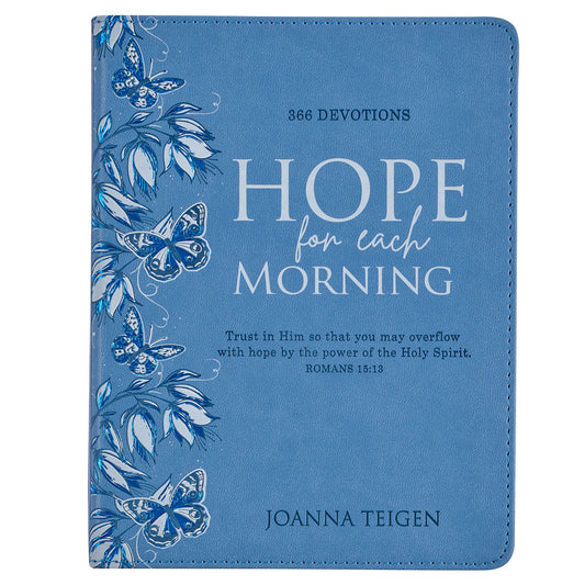 Hope For Each Morning Blue Faux Leather Devotional - The Christian Gift Company