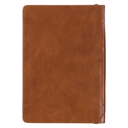 Be Strong Toffee Brown Faux Leather Classic Journal with Zippered Closure - Joshua 1:9 - The Christian Gift Company