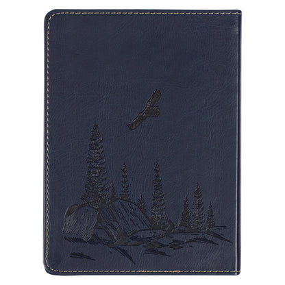 Wings Like Eagles Navy Blue Handy-sized Faux Leather Journal - Isaiah 40:31 - The Christian Gift Company