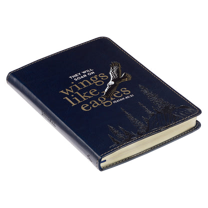 Wings Like Eagles Navy Blue Handy-sized Faux Leather Journal - Isaiah 40:31 - The Christian Gift Company