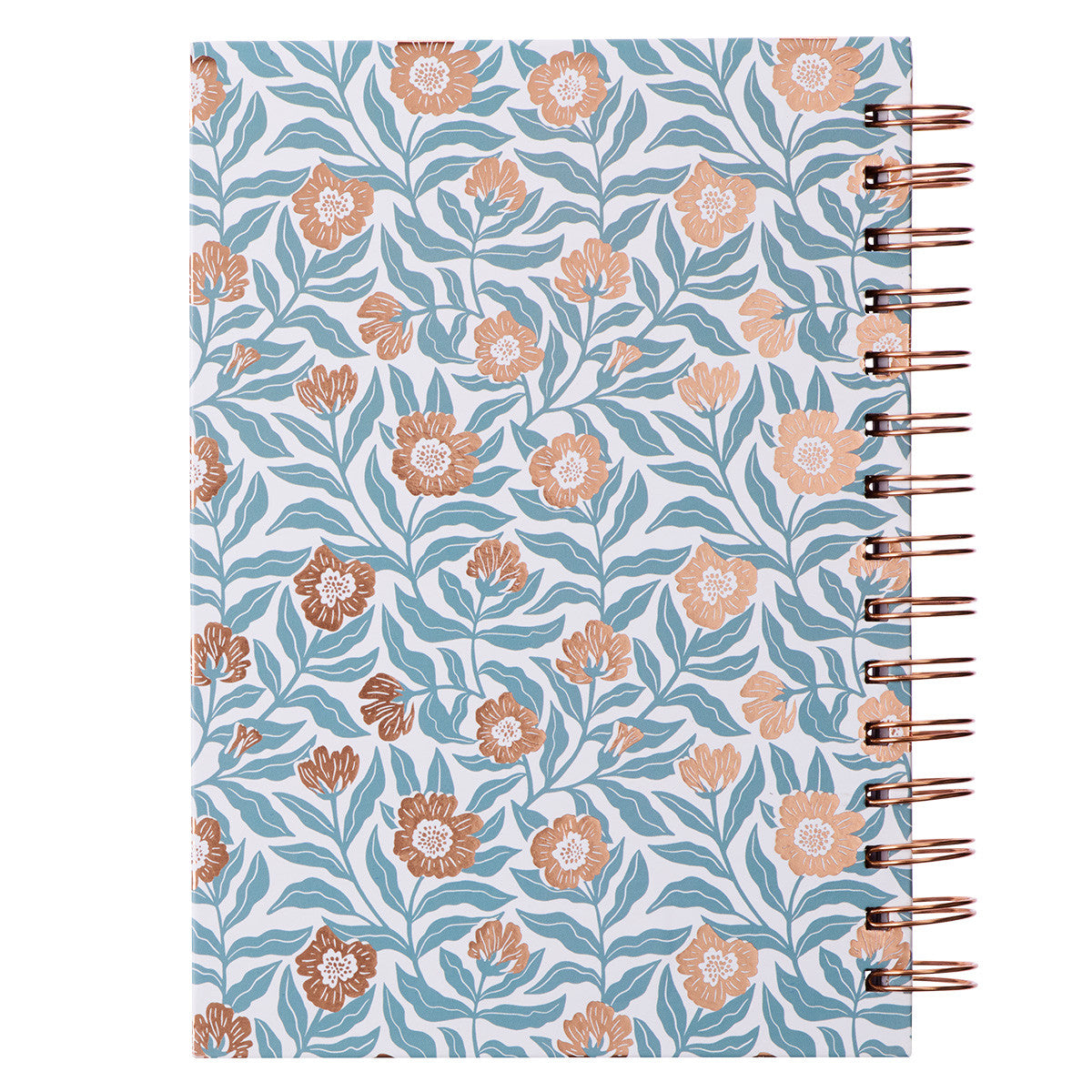 Sufficient Grace Teal Floral Large Wirebound Journal - 2 Corinthians 12:9 - The Christian Gift Company