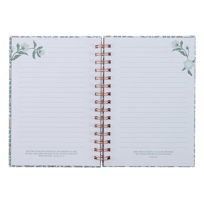 Sufficient Grace Teal Floral Large Wirebound Journal - 2 Corinthians 12:9 - The Christian Gift Company